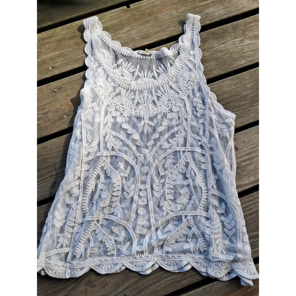 Tank Tops For Layering Or Beach Crochet And Lace Size Med White Concert J11